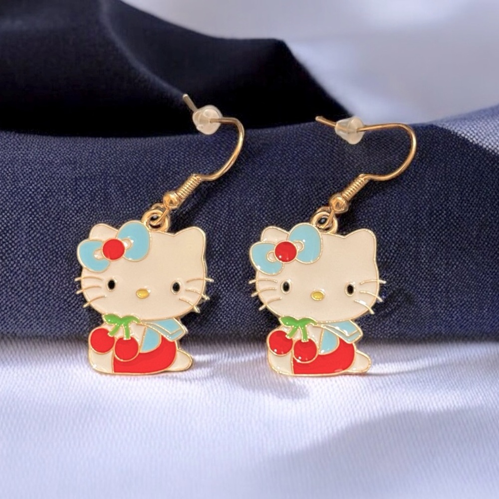 NEW HELLO KITTY Cherry Earrings - Hypoallergenic - Picture 6 of 6